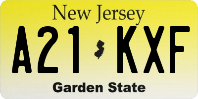 NJ license plate A21KXF