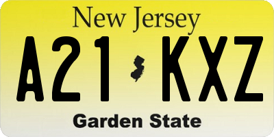 NJ license plate A21KXZ