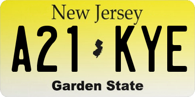 NJ license plate A21KYE