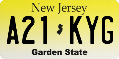 NJ license plate A21KYG