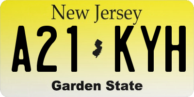 NJ license plate A21KYH