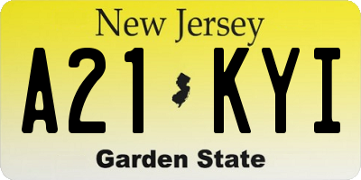 NJ license plate A21KYI