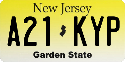 NJ license plate A21KYP