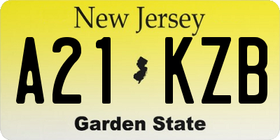 NJ license plate A21KZB