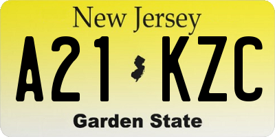 NJ license plate A21KZC
