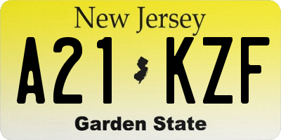 NJ license plate A21KZF