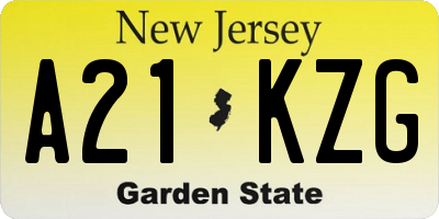 NJ license plate A21KZG