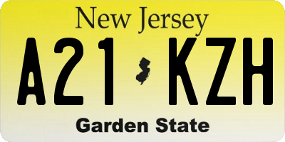 NJ license plate A21KZH