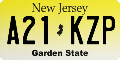 NJ license plate A21KZP