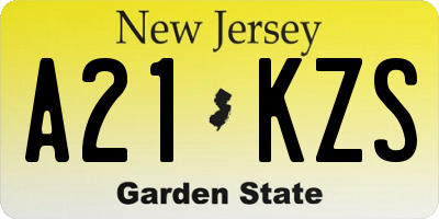 NJ license plate A21KZS