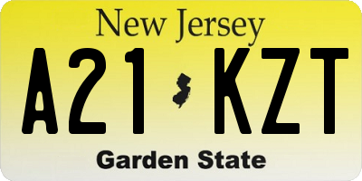 NJ license plate A21KZT