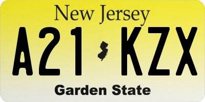 NJ license plate A21KZX