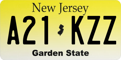NJ license plate A21KZZ