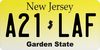 NJ license plate A21LAF