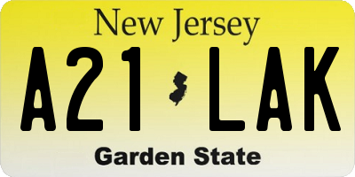 NJ license plate A21LAK