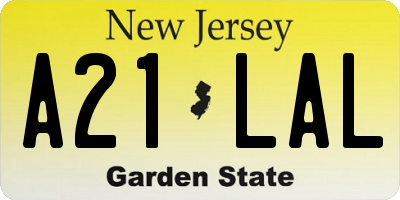 NJ license plate A21LAL