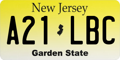 NJ license plate A21LBC