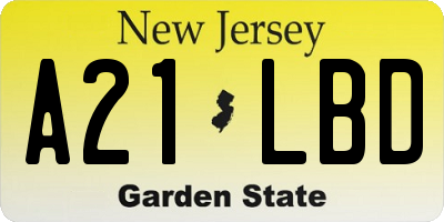 NJ license plate A21LBD
