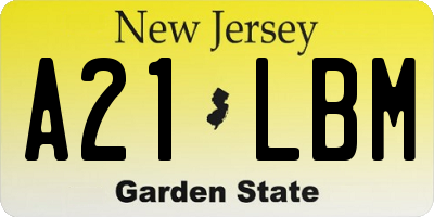 NJ license plate A21LBM