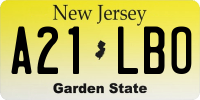 NJ license plate A21LBO