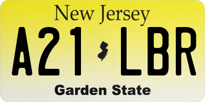 NJ license plate A21LBR