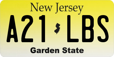 NJ license plate A21LBS