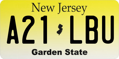 NJ license plate A21LBU