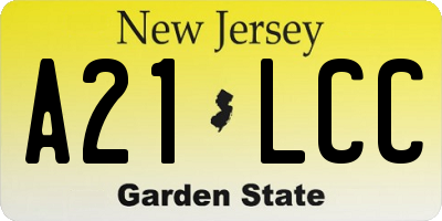 NJ license plate A21LCC