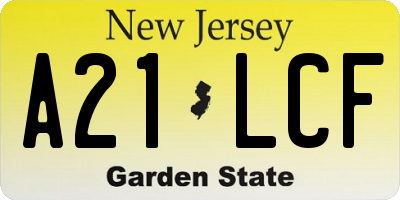 NJ license plate A21LCF