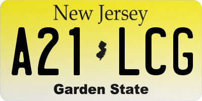 NJ license plate A21LCG