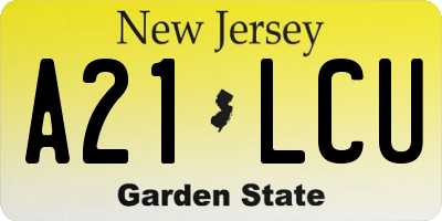NJ license plate A21LCU