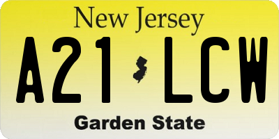 NJ license plate A21LCW