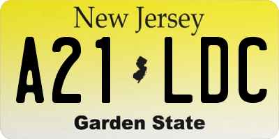 NJ license plate A21LDC