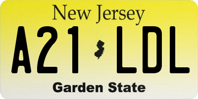 NJ license plate A21LDL