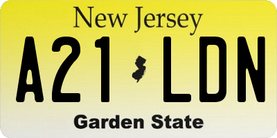 NJ license plate A21LDN