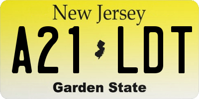 NJ license plate A21LDT