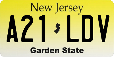 NJ license plate A21LDV