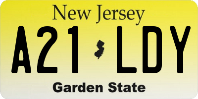 NJ license plate A21LDY