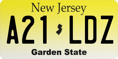 NJ license plate A21LDZ