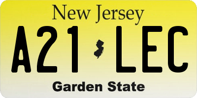 NJ license plate A21LEC