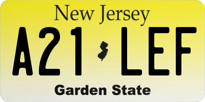 NJ license plate A21LEF