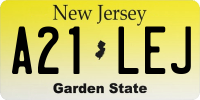 NJ license plate A21LEJ