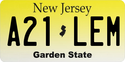 NJ license plate A21LEM