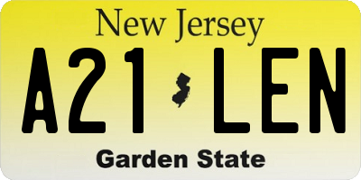 NJ license plate A21LEN