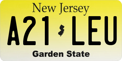 NJ license plate A21LEU