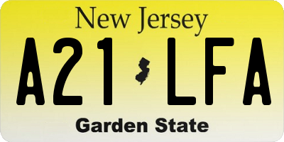 NJ license plate A21LFA