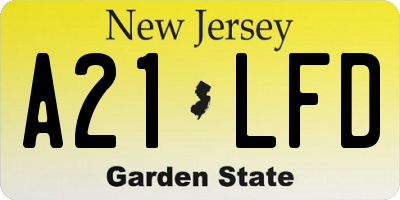 NJ license plate A21LFD
