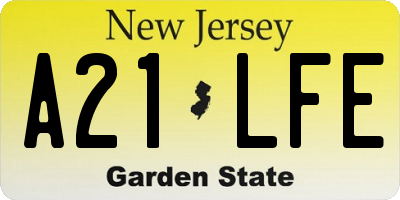 NJ license plate A21LFE