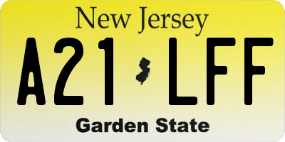 NJ license plate A21LFF