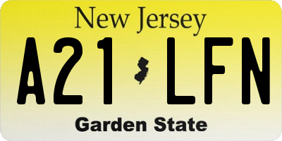 NJ license plate A21LFN